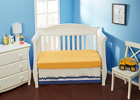 Everyday Kids 2 Pack Fitted Boys Crib Sheet, 100% Soft Breathable Microfiber Baby Sheet, Fits Standard Size Crib Mattress 28in x 52in, Nursery Sheet - Construction/Gold